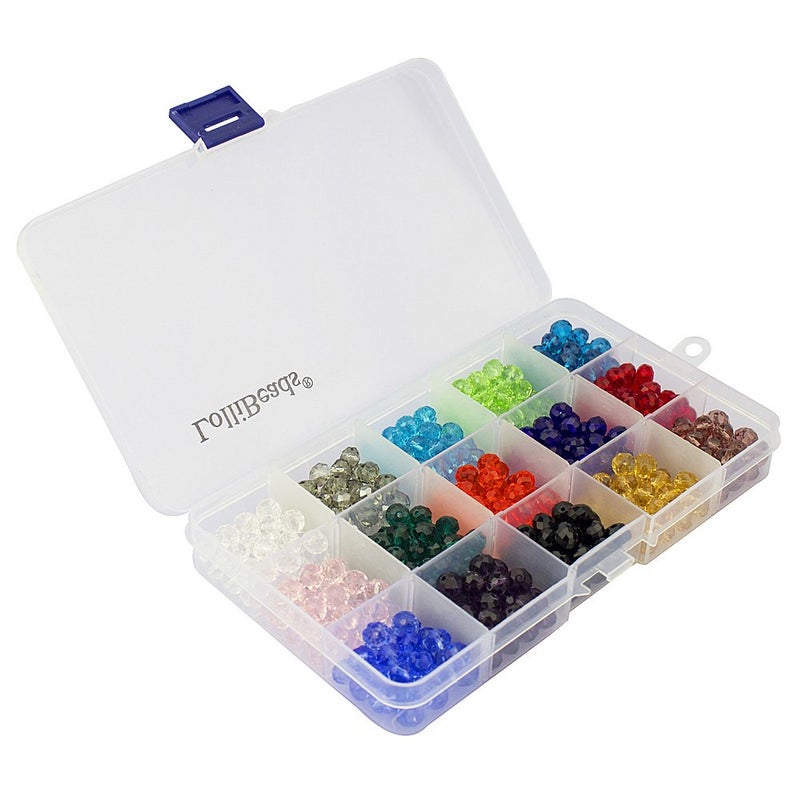 LolliBeads (TM) Wholesale Mix Lot 8 mm Briolette Faceted Rondelle Crystal Glass Beads for Jewelry Making with Container Box (450pcs) - Image 5